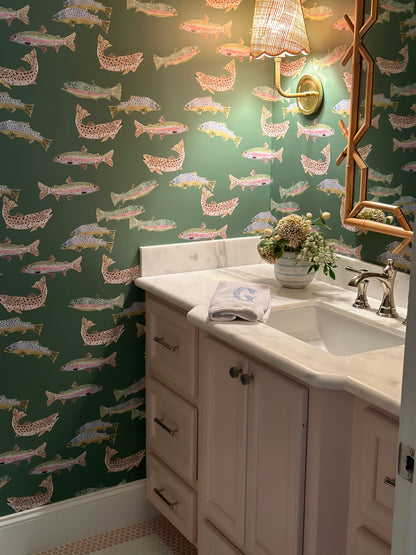 Tight Lines in Green Wallpaper