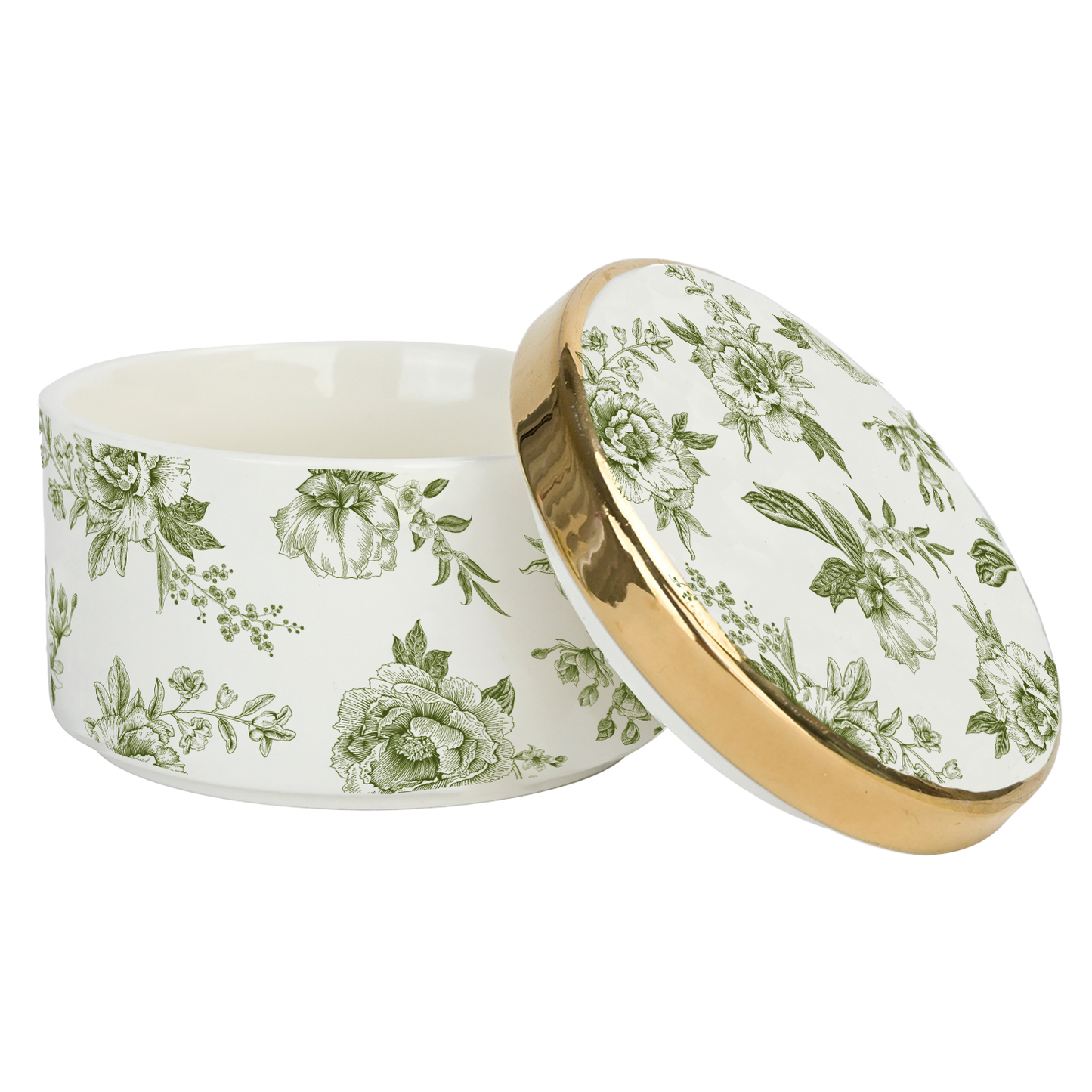 Green Delft Trinket Dish with Lid