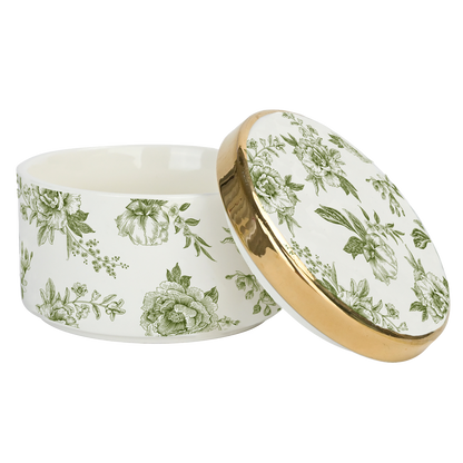 Green Delft Trinket Dish with Lid