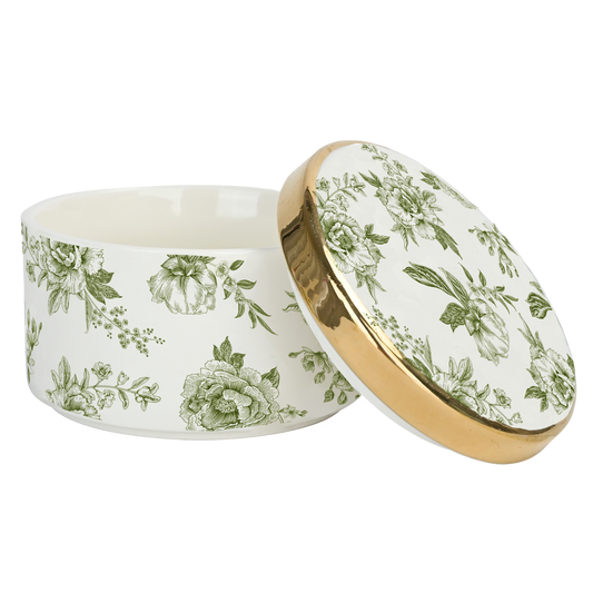 Green Delft Trinket Dish with Lid