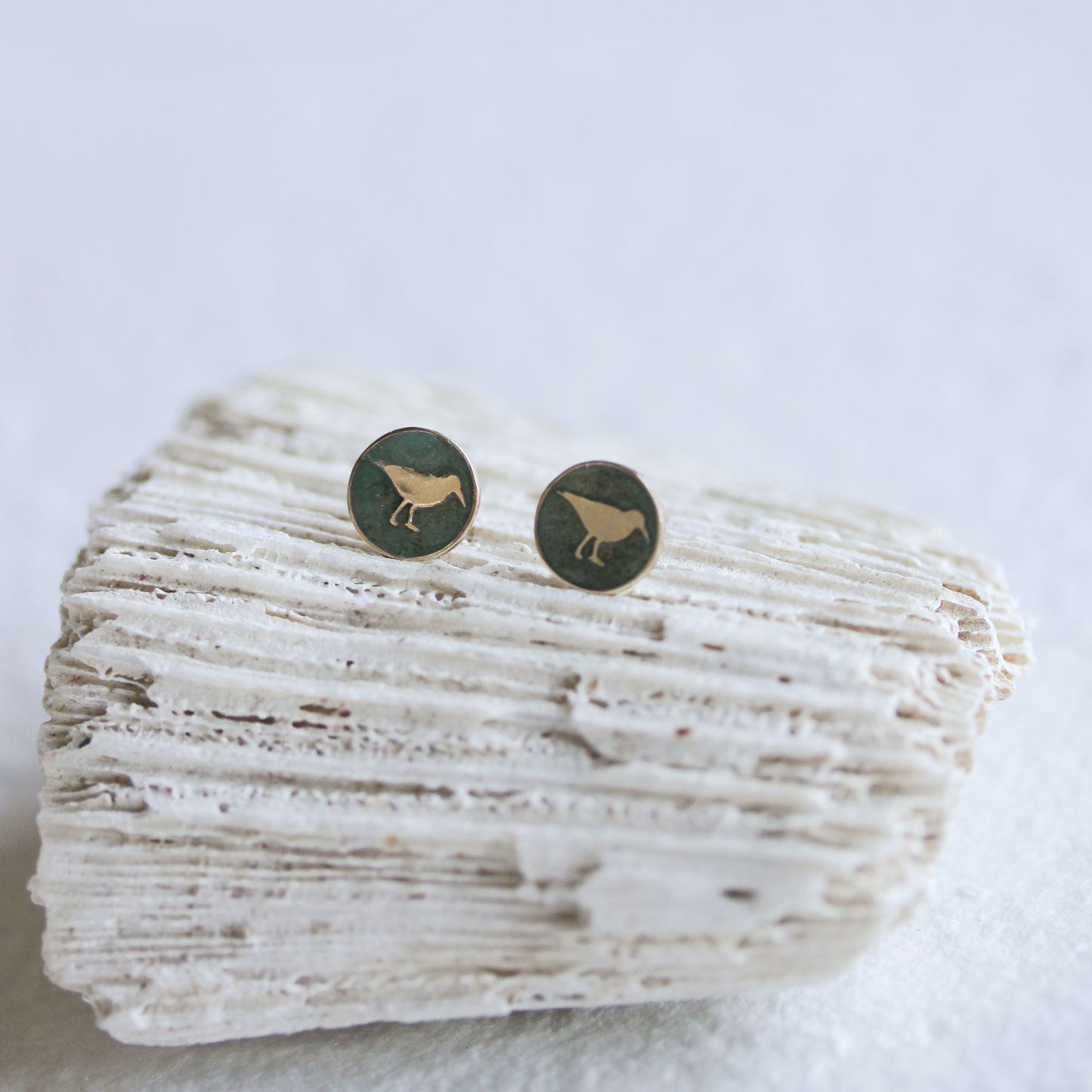 14kt Gold Shorebird Enamel Studs