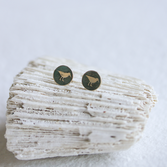 14kt Gold Shorebird Enamel Studs