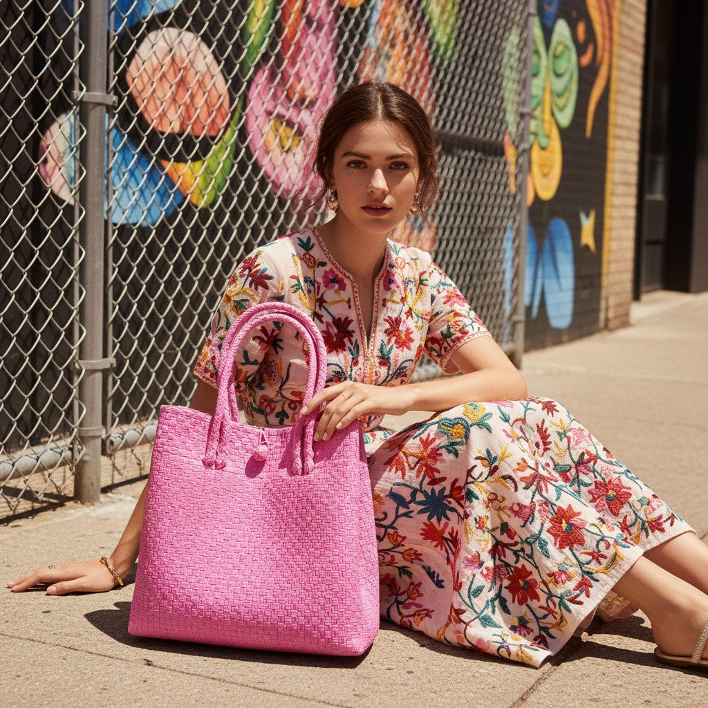 The Maxi Piper Handwoven Tote •Recycled Plastic