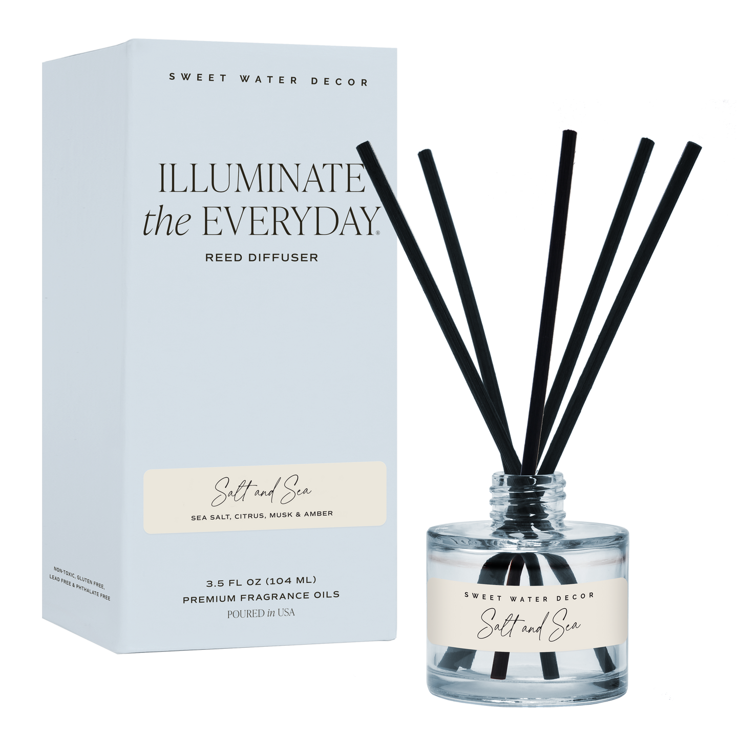 Salt and Sea Blue Tinted Glass Jar Reed Diffuser