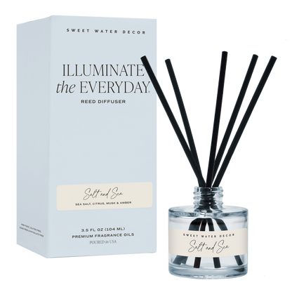 Salt and Sea Blue Tinted Glass Jar Reed Diffuser