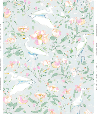 Egrets for Hadley in Soft Blue Wallpaper
