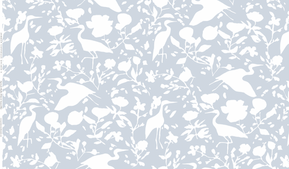 Egrets for Hadley in White and Natural Blue Wallpaper
