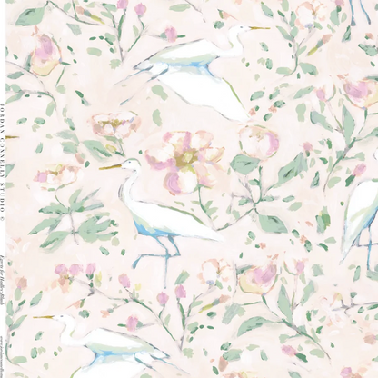 Egrets for Hadley in Blush Wallpaper