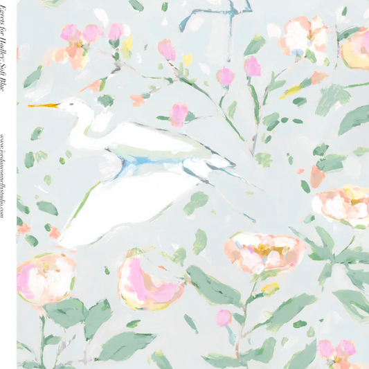 Egrets for Hadley in Soft Blue Wallpaper