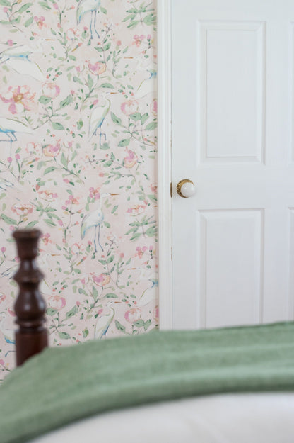 Egrets for Hadley in Blush Wallpaper