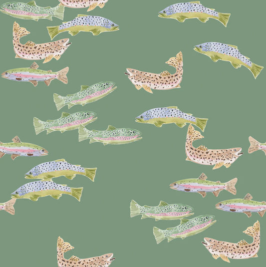 Tight Lines in Green Wallpaper