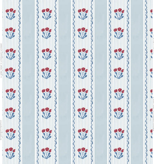 Vertical Marigolds in Sky Fabric SWATCH