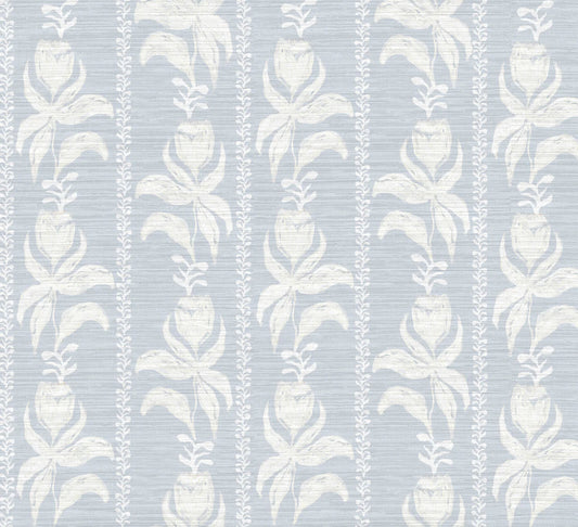 Blocked Tulips in Blue Fabric SWATCH