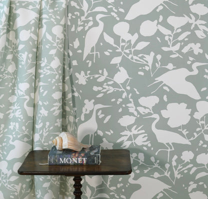 Egrets for Hadley in White & Leaf- Fabric