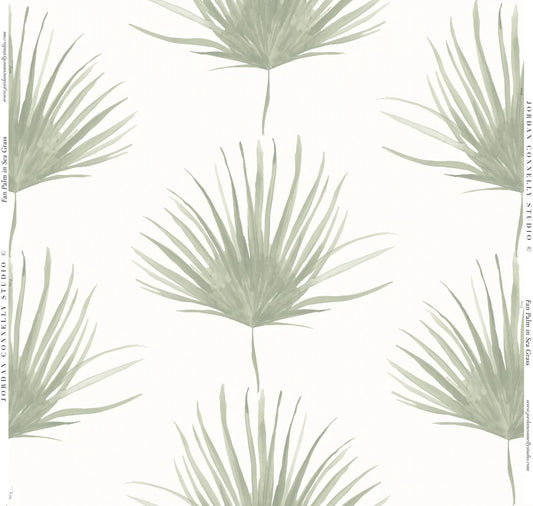 Palm Frond in Sea Grass- Fabric