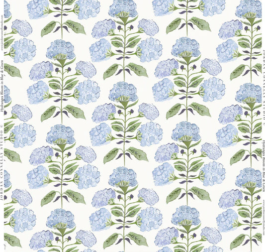 Hydrangea Bloom in Blue & Green Fabric SWATCH