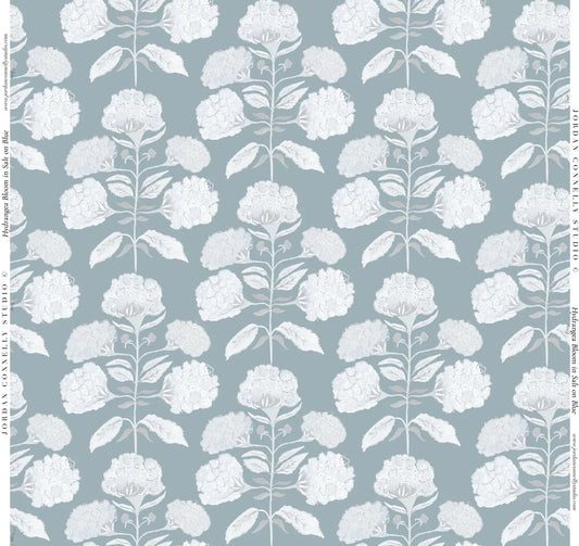 Hydrangea Bloom in Salt on Blue Fabric SWATCH