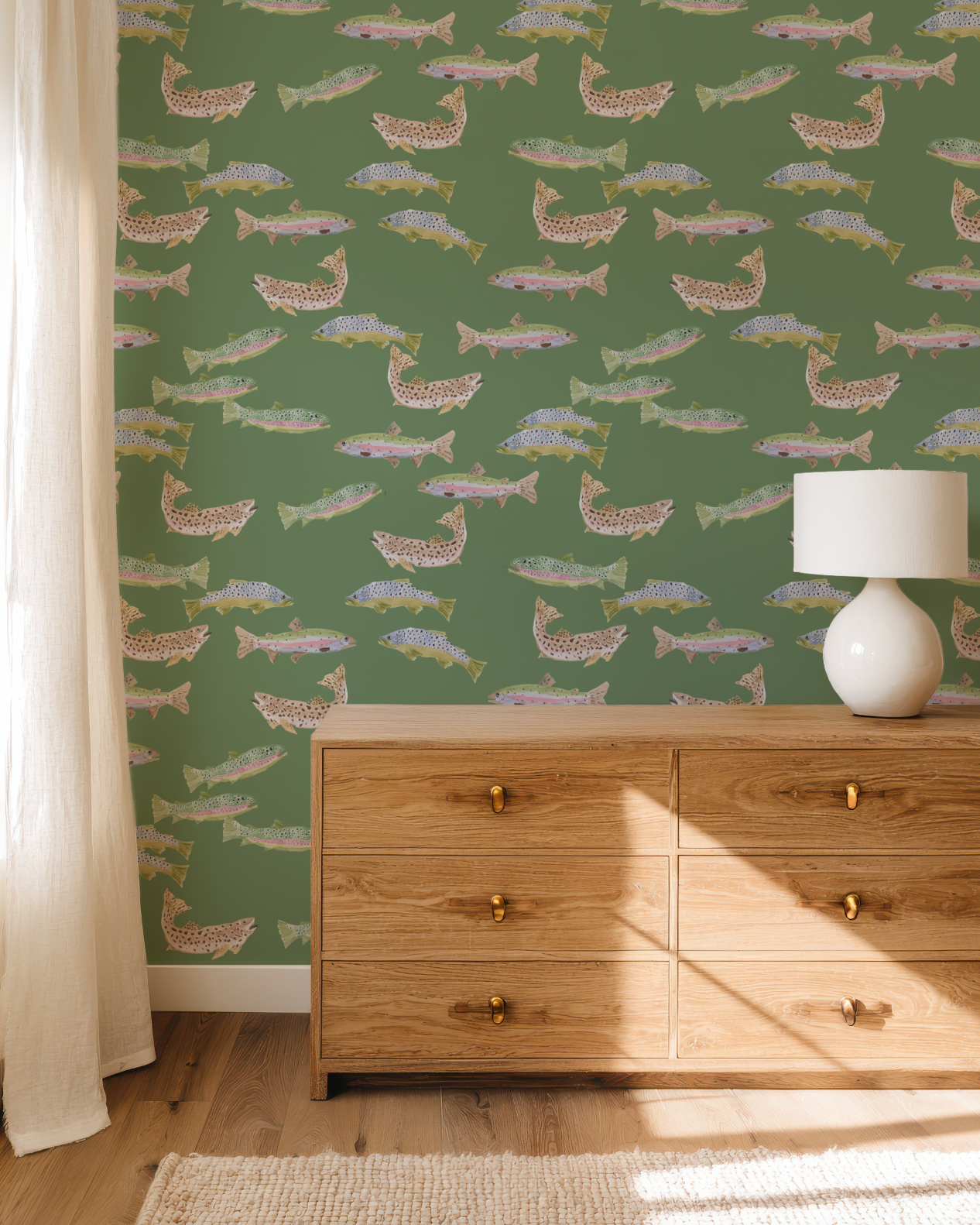 Tight Lines in Green Wallpaper