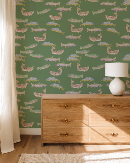 Tight Lines in Green Wallpaper