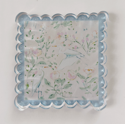 Egrets on Scalloped Acrylic Art Block