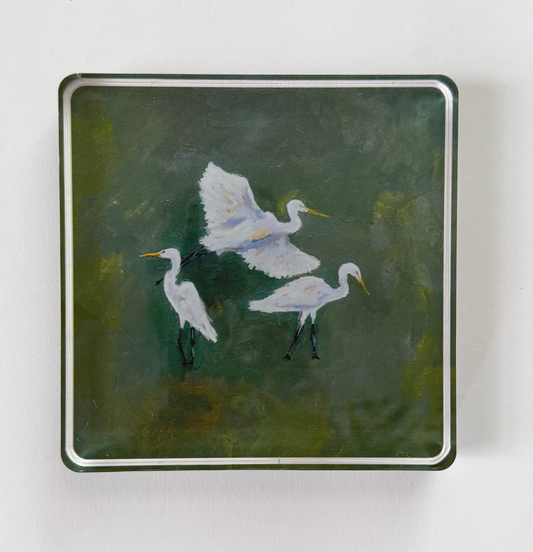 Egret Trio Acrylic Art Block