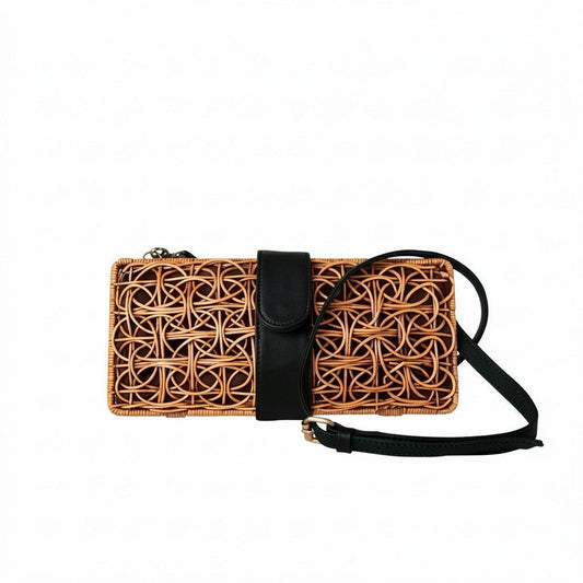 The Cameron  Rattan Woven Clutch