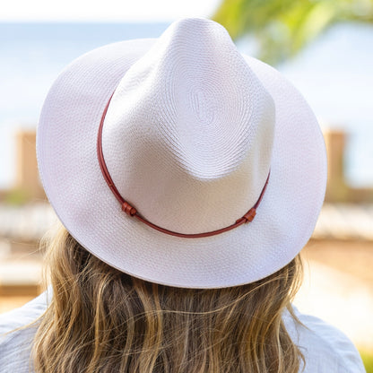 Leather Tie Hat - Powder Pink