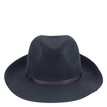 Leather Tie Felt Hat - Black