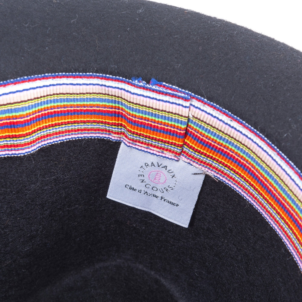 Leather Tie Felt Hat - Black