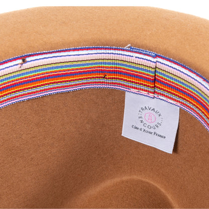 Leather Tie Felt Hat - Camel