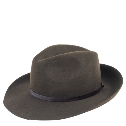 Leather Tie Felt Hat - Loden