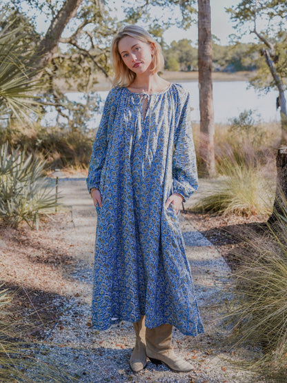 Christopher Maxi Dress - Turquoise Winter Paisley