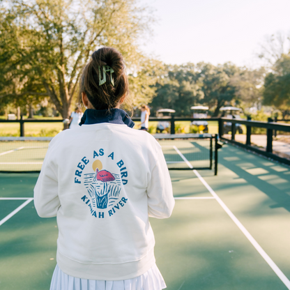 Women's Free as a Bird Quarter Zip - Ivory and Navy