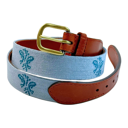 Kiawah River Signature Needlepoint Belt - Antique Blue and Dark Turquoise