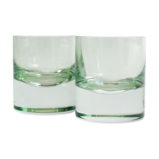 Hand-Blown Green Rocks Glasses | Set of 2