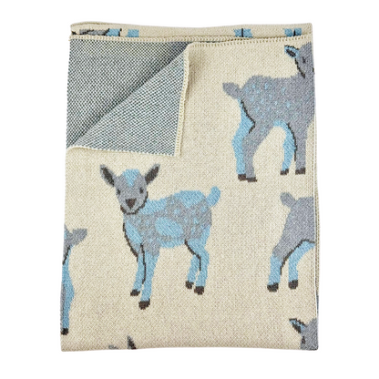 Baby Blanket in Blue Goats