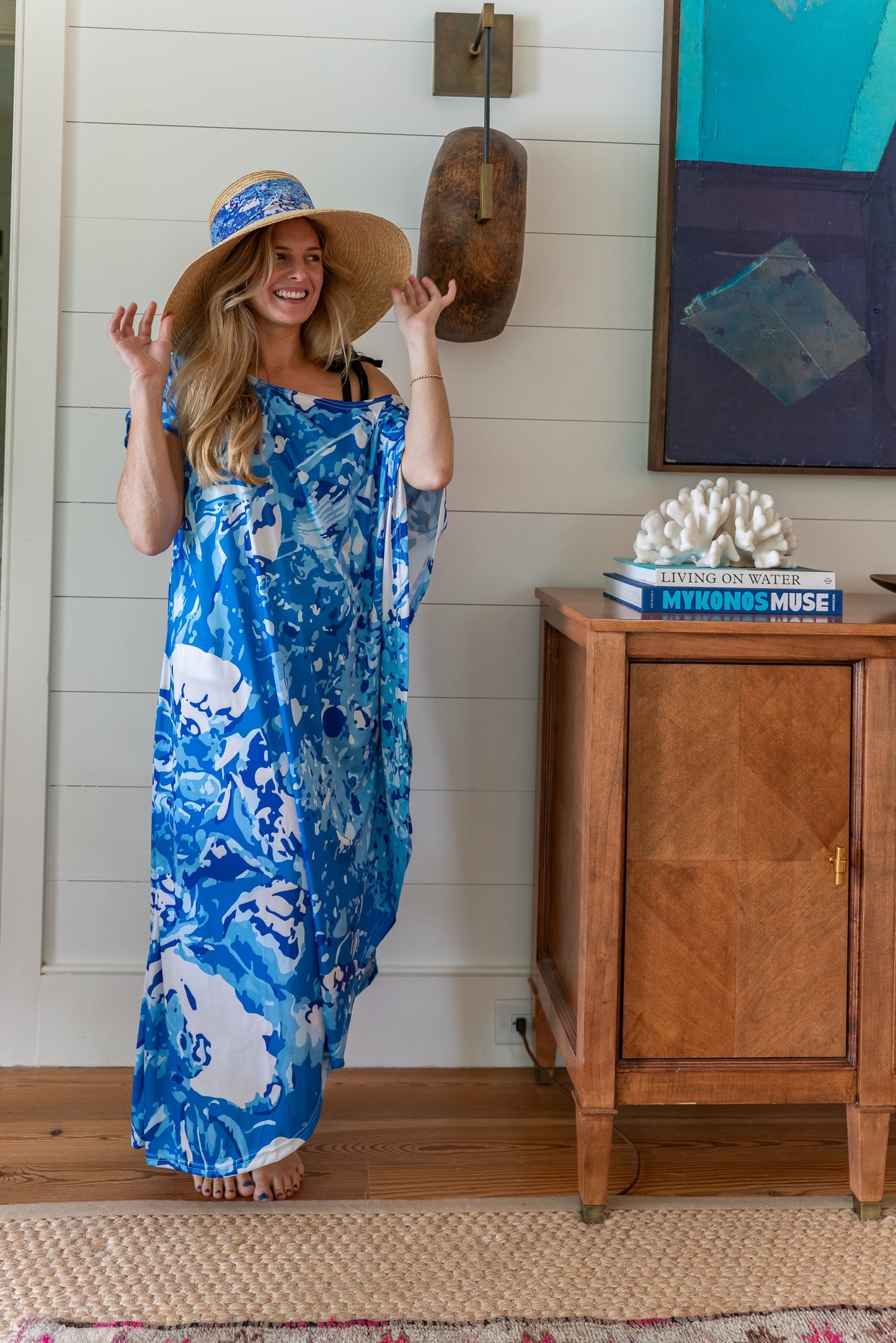 Oyster Bed Blues Maxi Coastal Caftan
