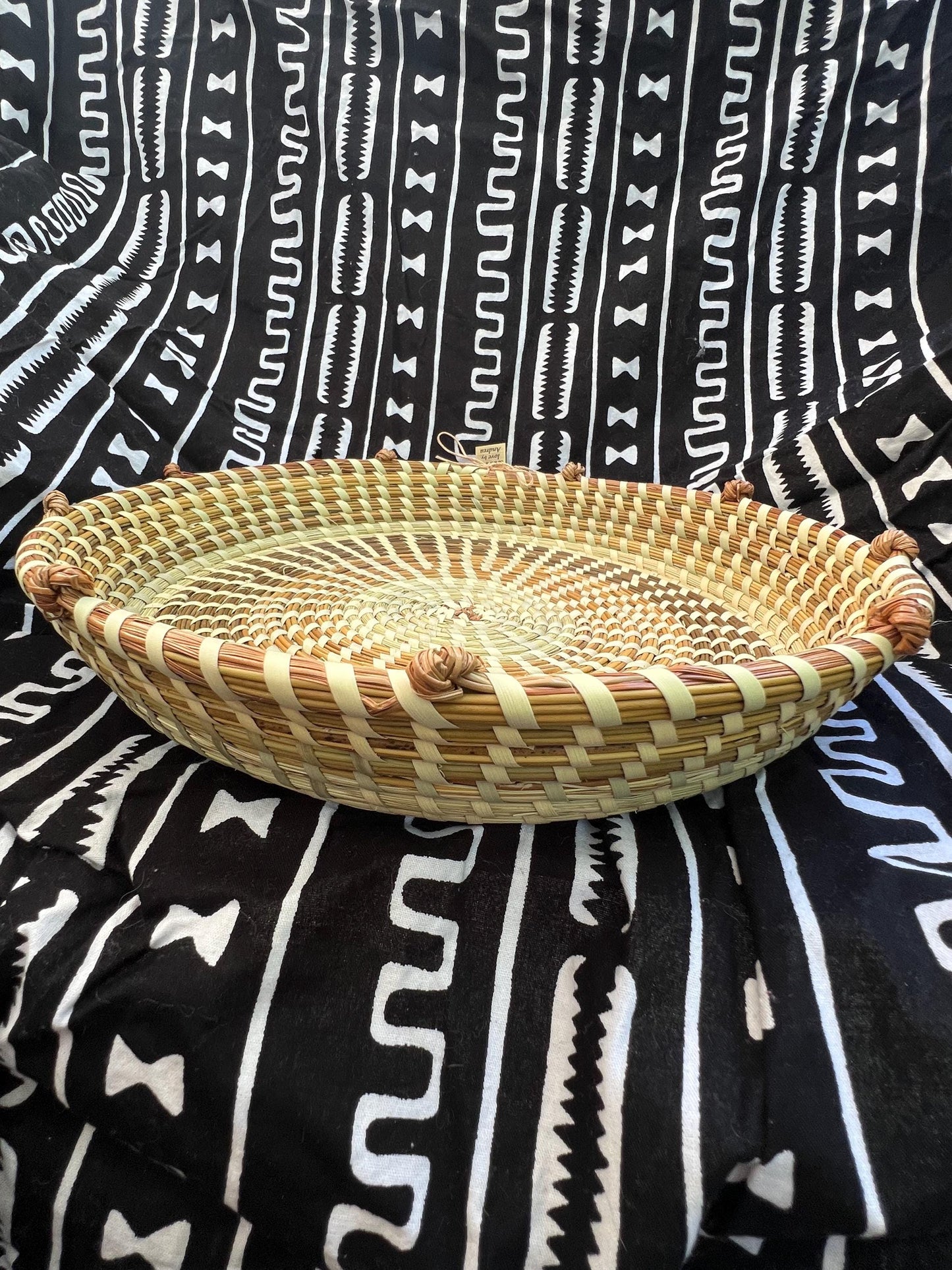 Small Rice Fanna with Love Knots made in the Lowcountry Charleston South Carolina in the Gullah Geechee tradition.