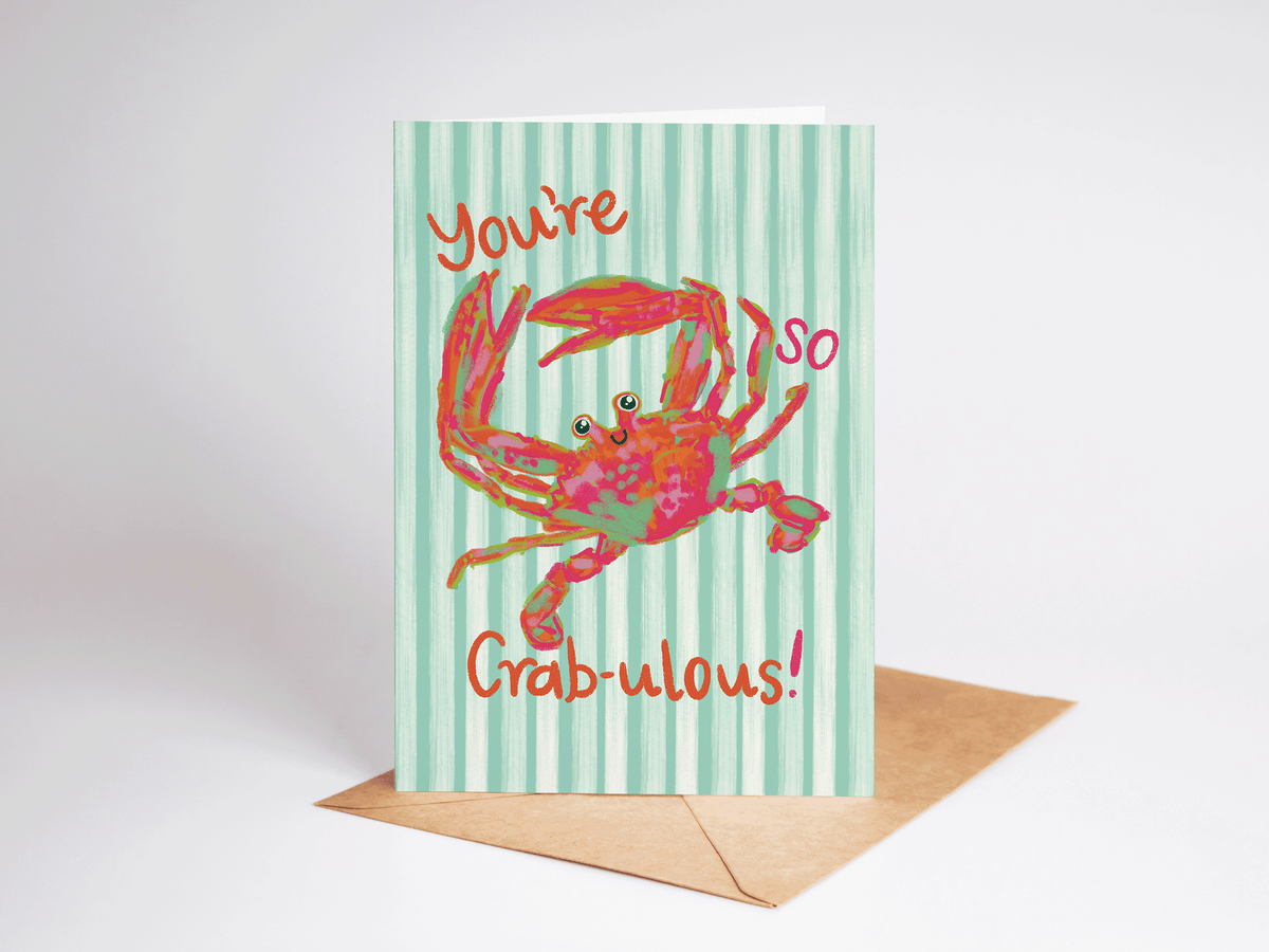 You're So Crab-ulous! Crab Beach Coastal Greeting Card