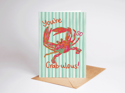 You're So Crab-ulous! Crab Beach Coastal Greeting Card