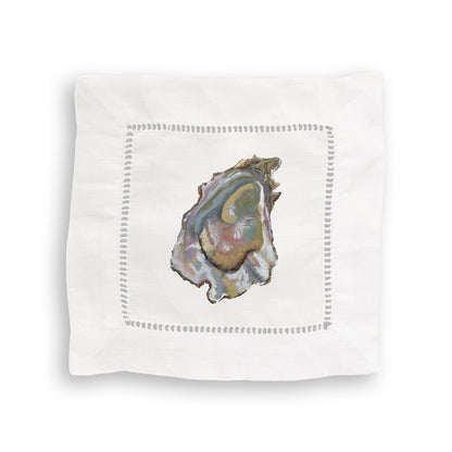 Colorful Oysters Mixed Linen Cocktail Napkin Set