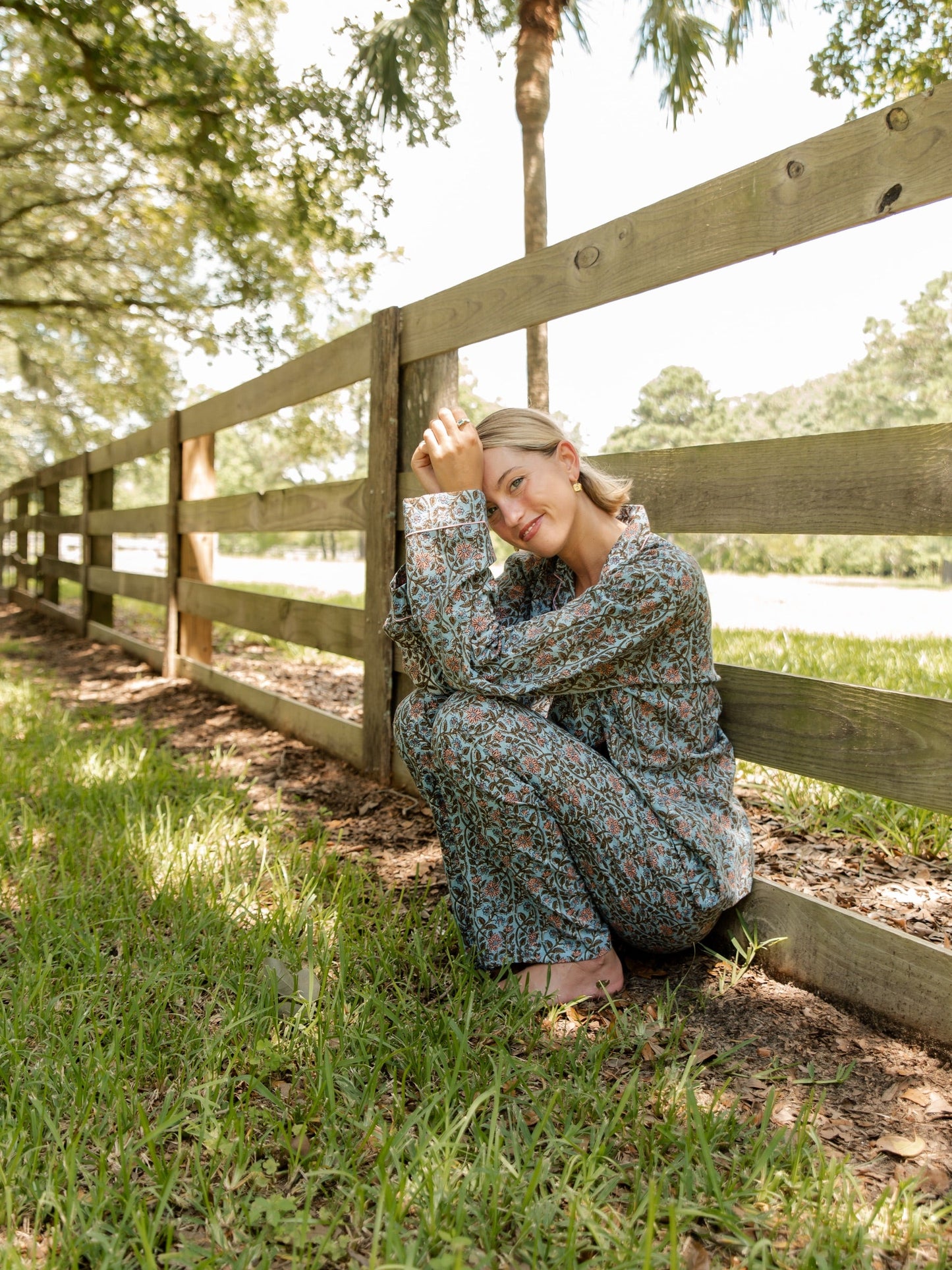 Cozy Pajama Set - Blue Woodland Bouquet