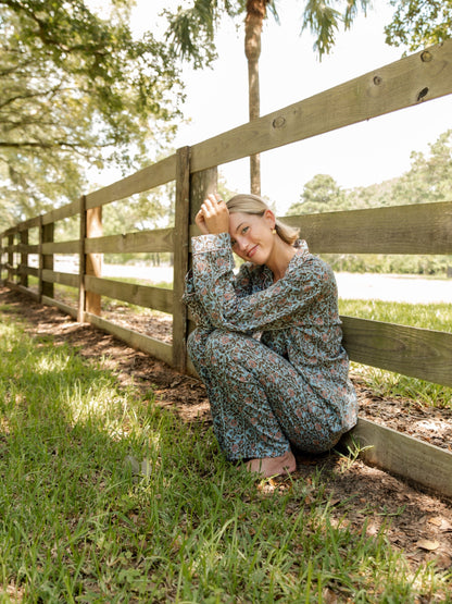 Cozy Pajama Set - Blue Woodland Bouquet