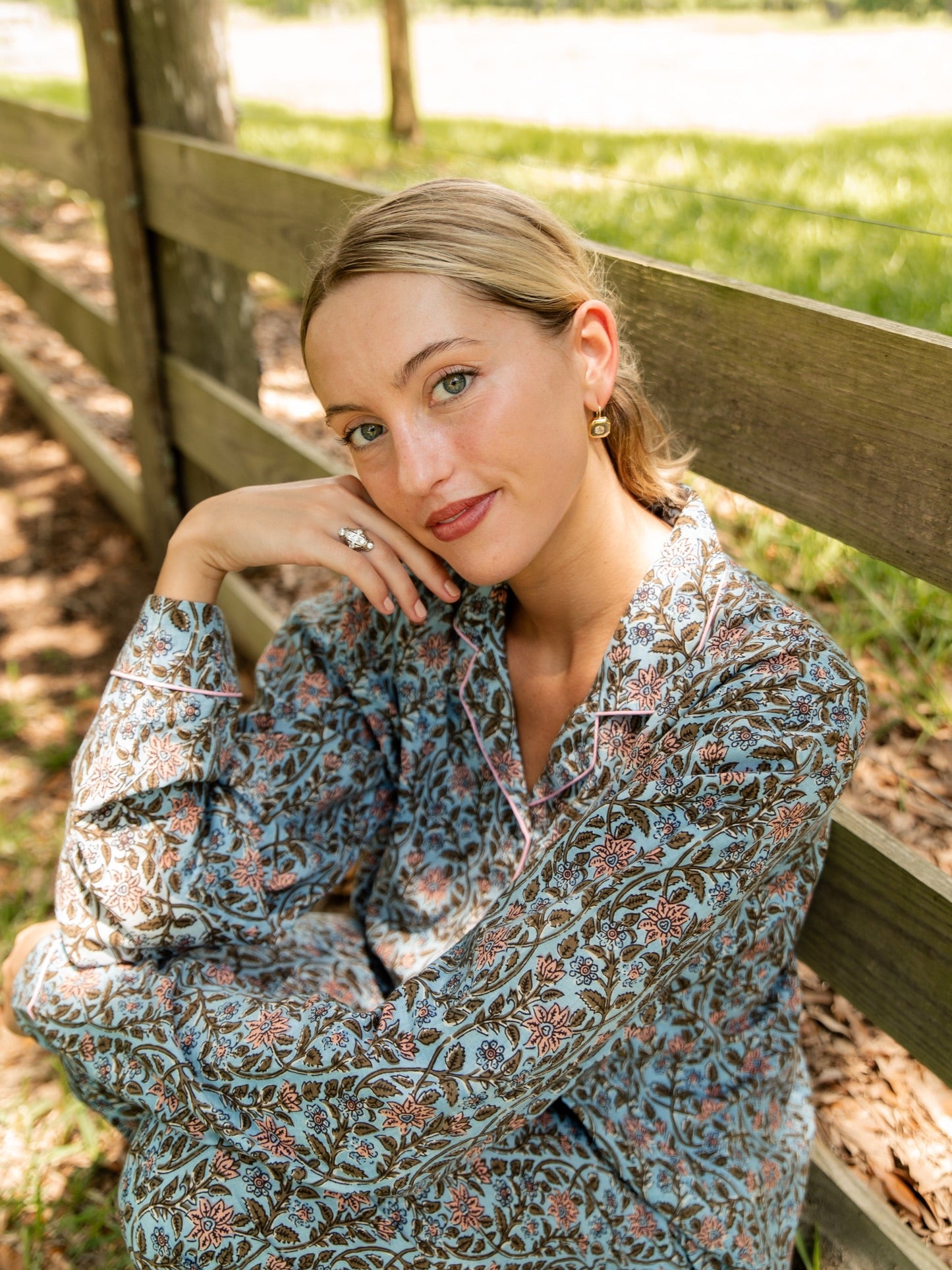 Cozy Pajama Set - Blue Woodland Bouquet