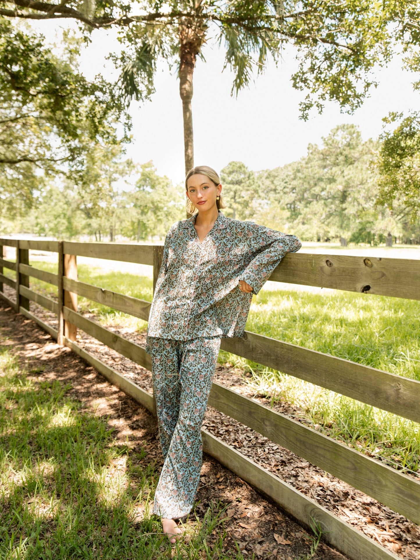 Cozy Pajama Set - Blue Woodland Bouquet