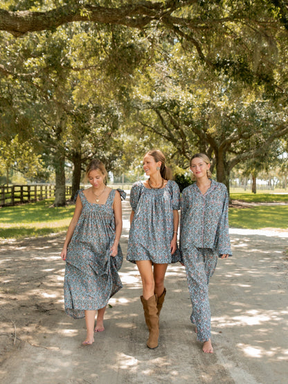 Cozy Pajama Set - Blue Woodland Bouquet